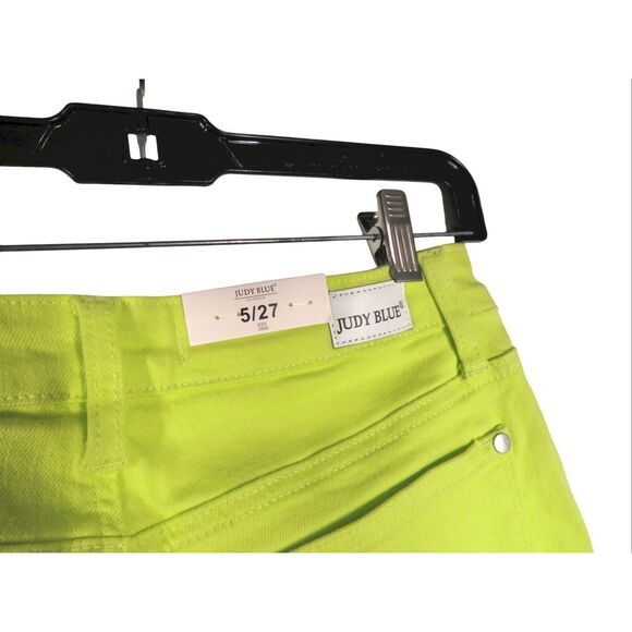 Judy Blue Slim Fit Cuffed Ankle Jeans High Rise Neon Green Wash Women 5/27 NWT - Picture 4 of 6